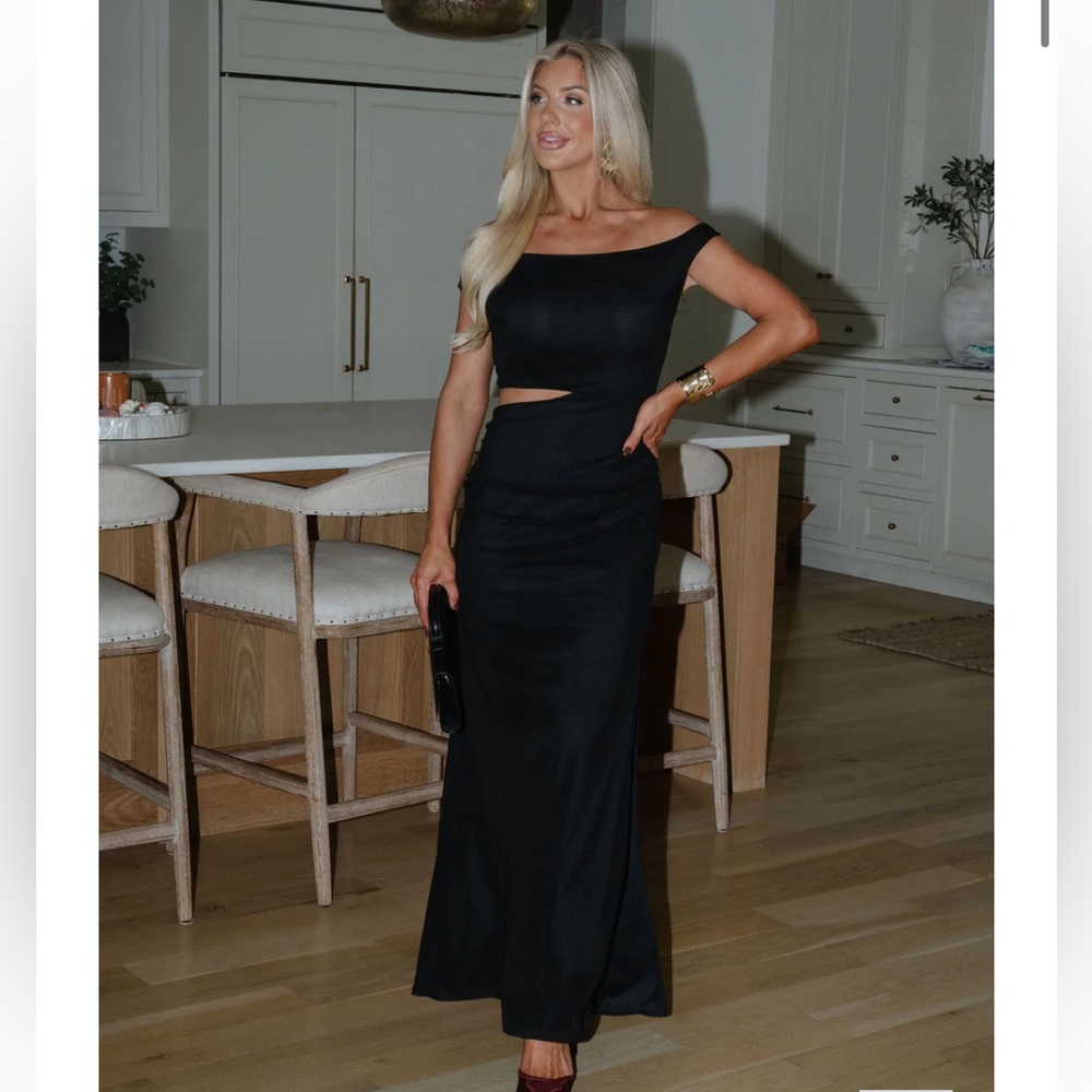 Asymmetrical Maxi Dress - Black